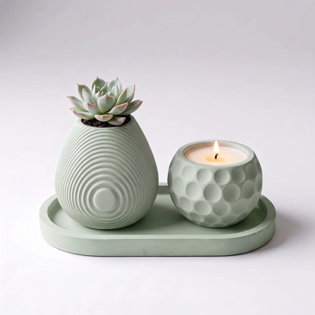 Luna Set (II) — Handmade Planter Candle Duo
