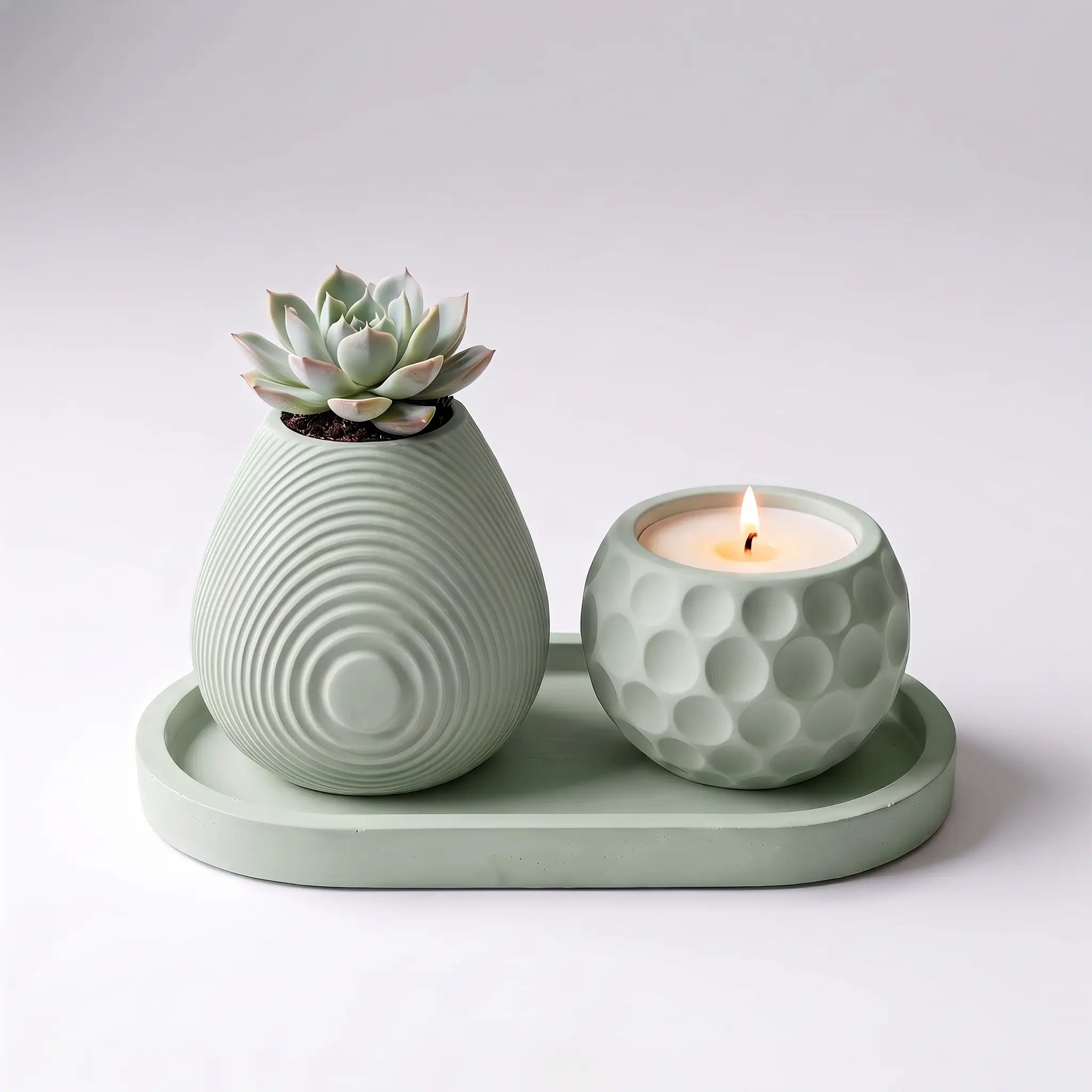 Luna Set (II) — Handmade Planter Candle Duo