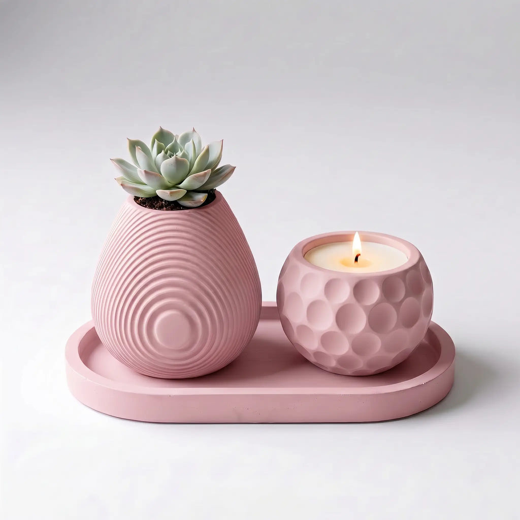 Luna Set (II) — Handmade Planter Candle Duo