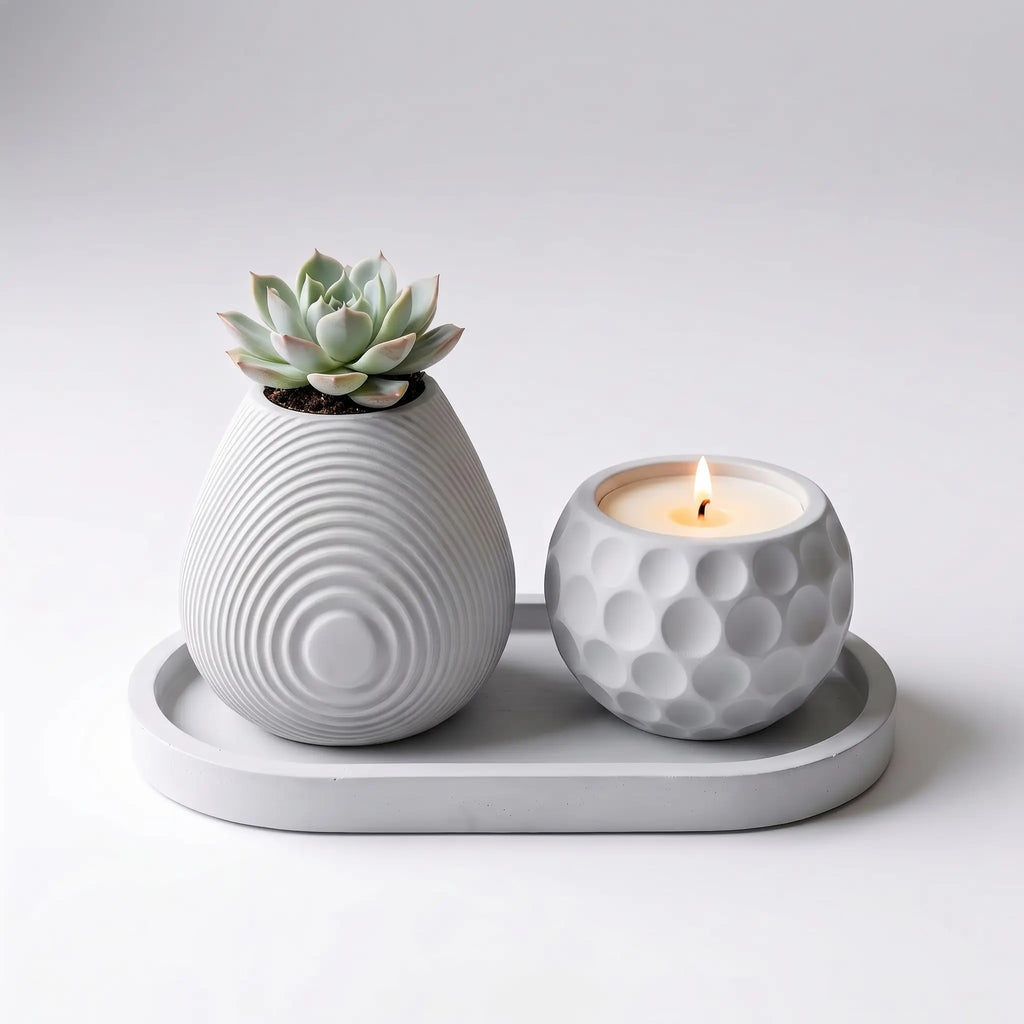 Luna Set (II) — Handmade Planter Candle Duo