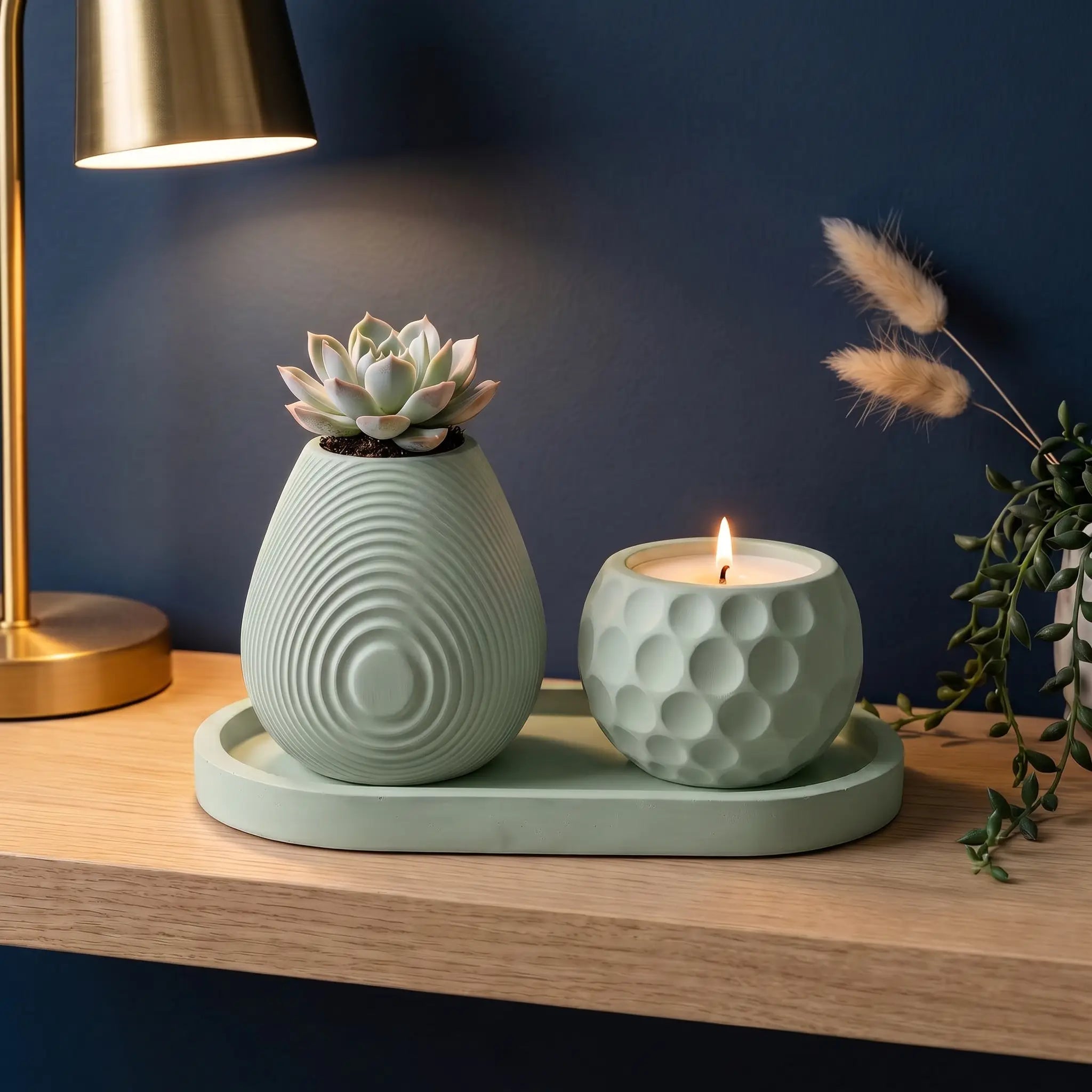 Luna Set (II) — Handmade Planter Candle Duo