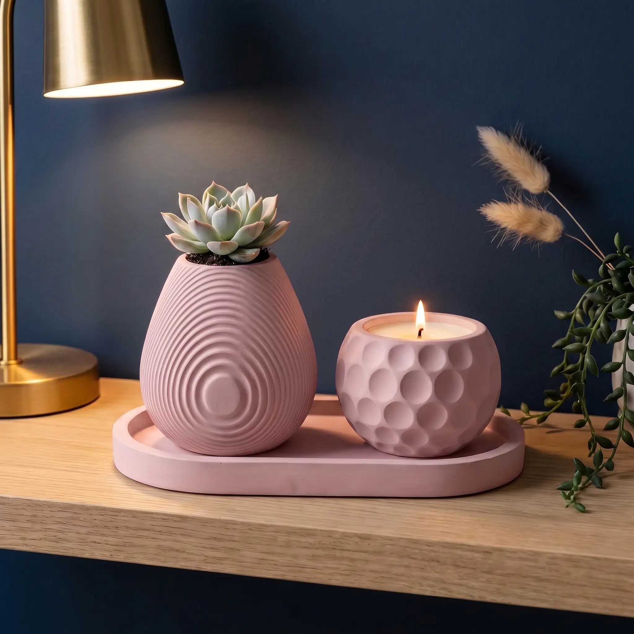 Luna Set (II) — Handmade Planter Candle Duo
