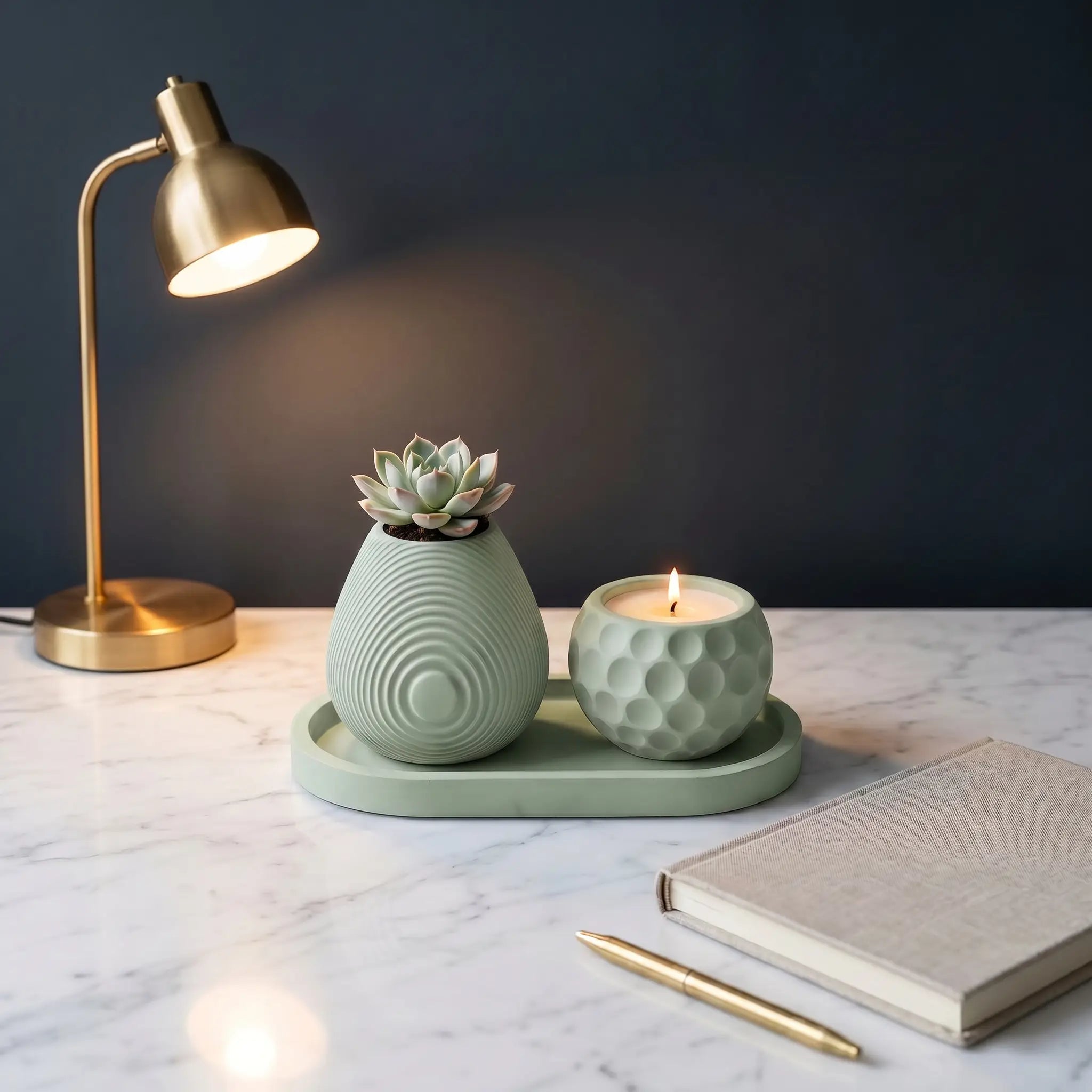 Luna Set (II) — Handmade Planter Candle Duo