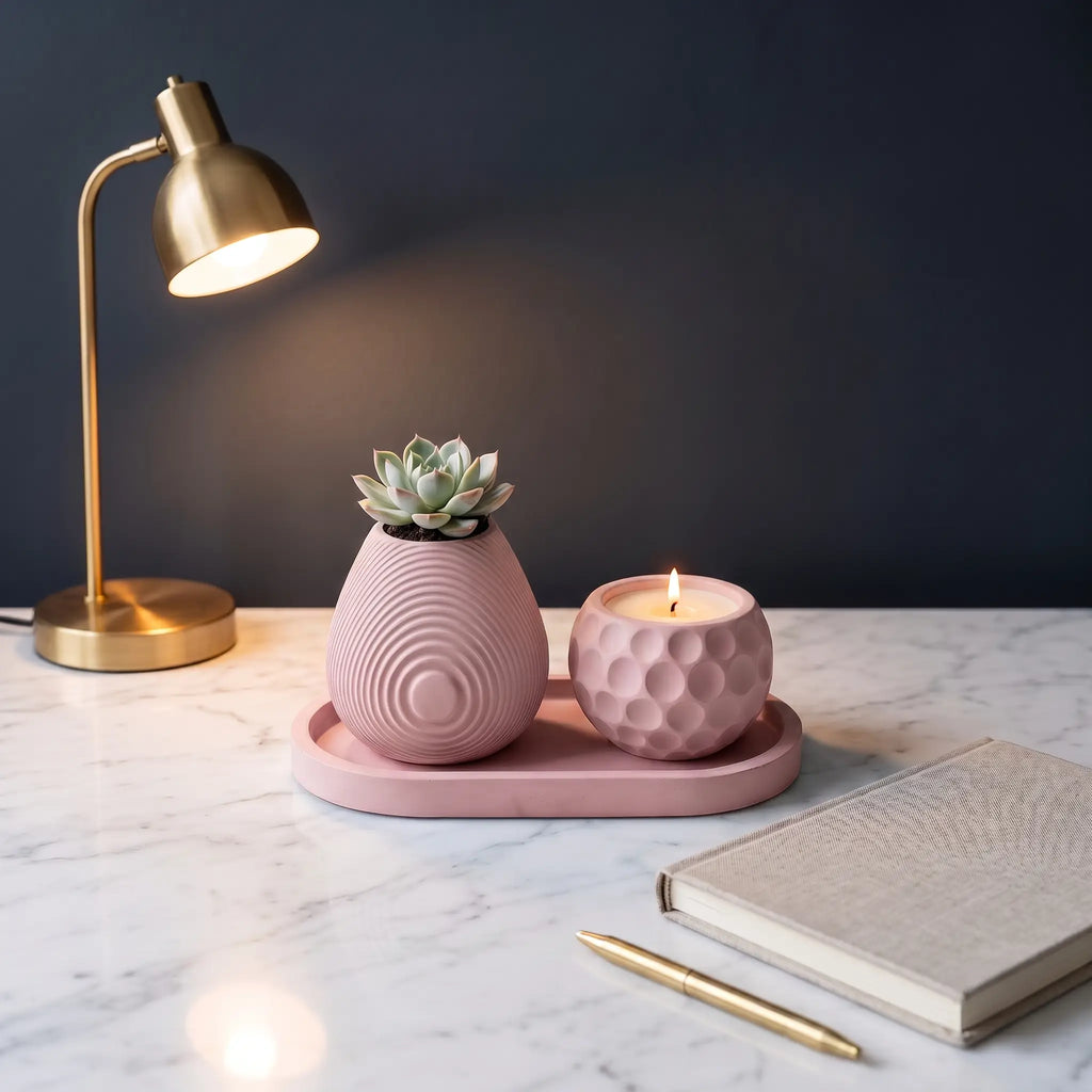 Luna Set (II) — Handmade Planter Candle Duo