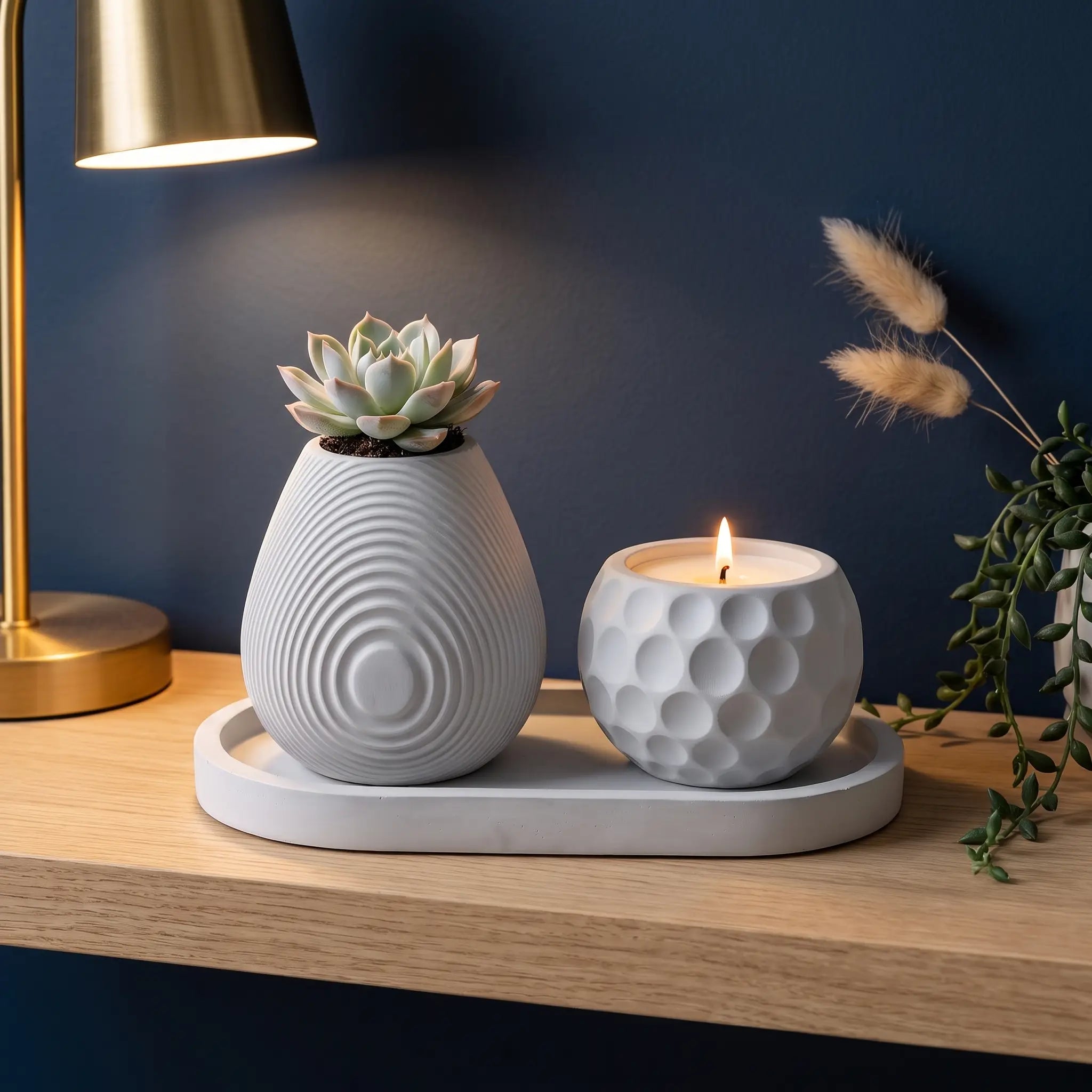 Luna Set (II) — Handmade Planter Candle Duo